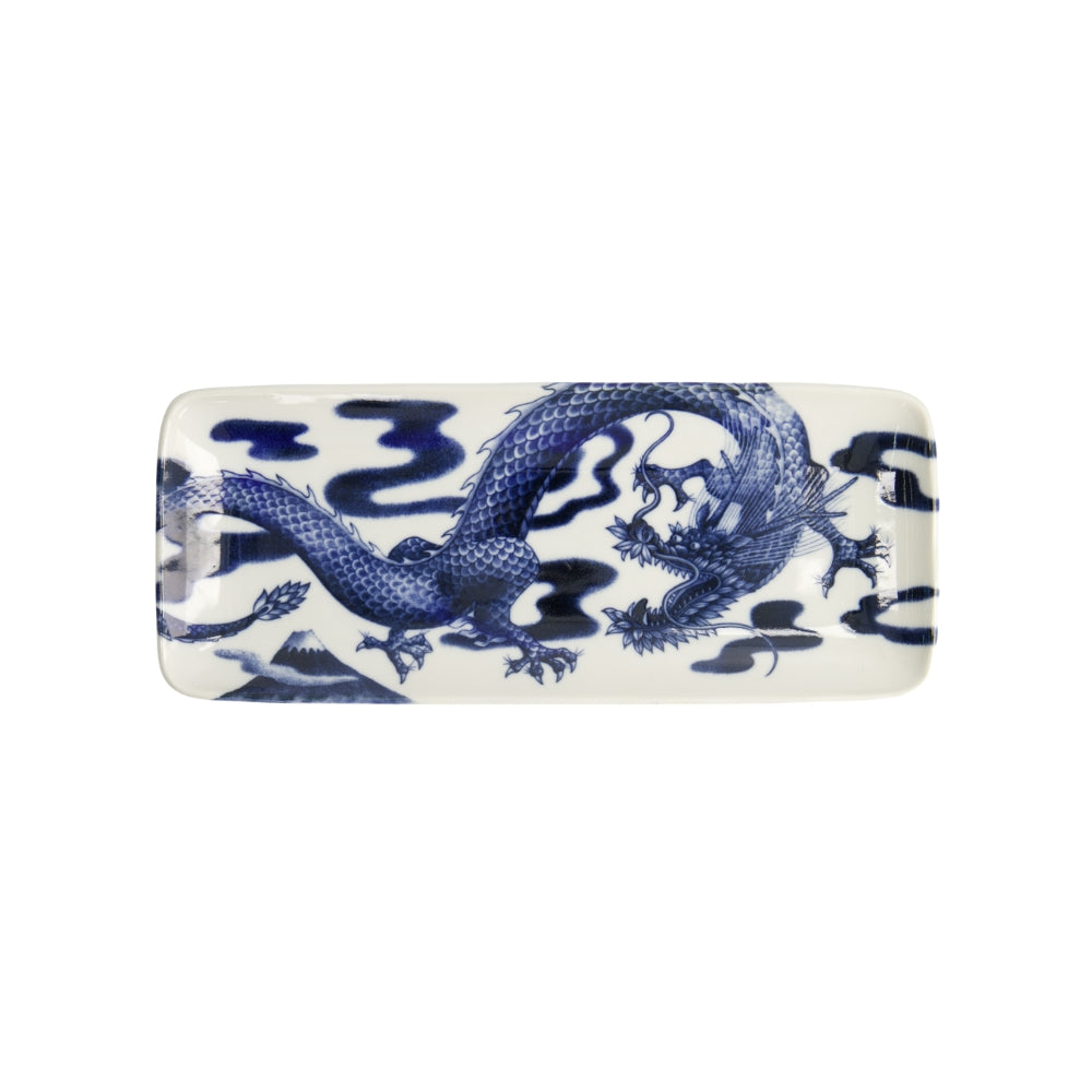 Japonism Dragon fad, blå - L28,5 cm.